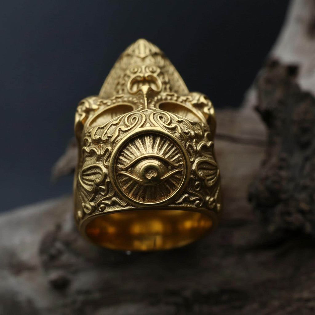 925K Sterling Silver Skull Ring: Baroque Engraved Gothic Biker Jewelry for Men