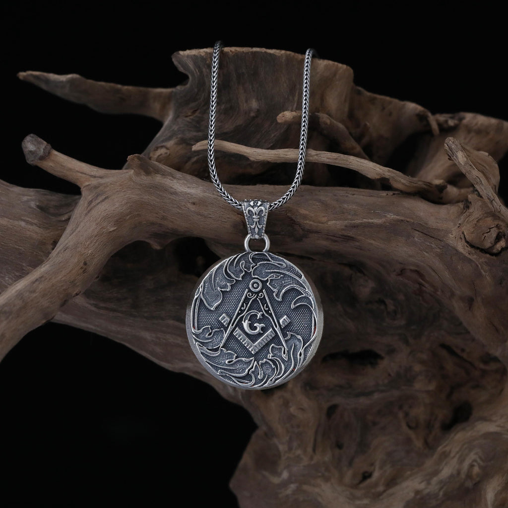 Handmade Freemason Sterling Silver Signet Necklace: Masonic Jewelry