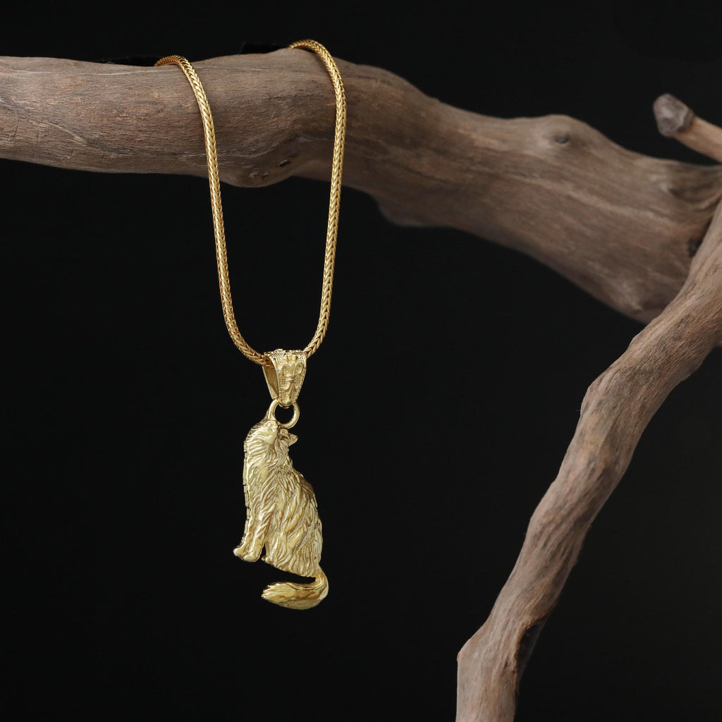 Handmade Gold Plated Cat Necklace, 925 Sterling Silver Pendant