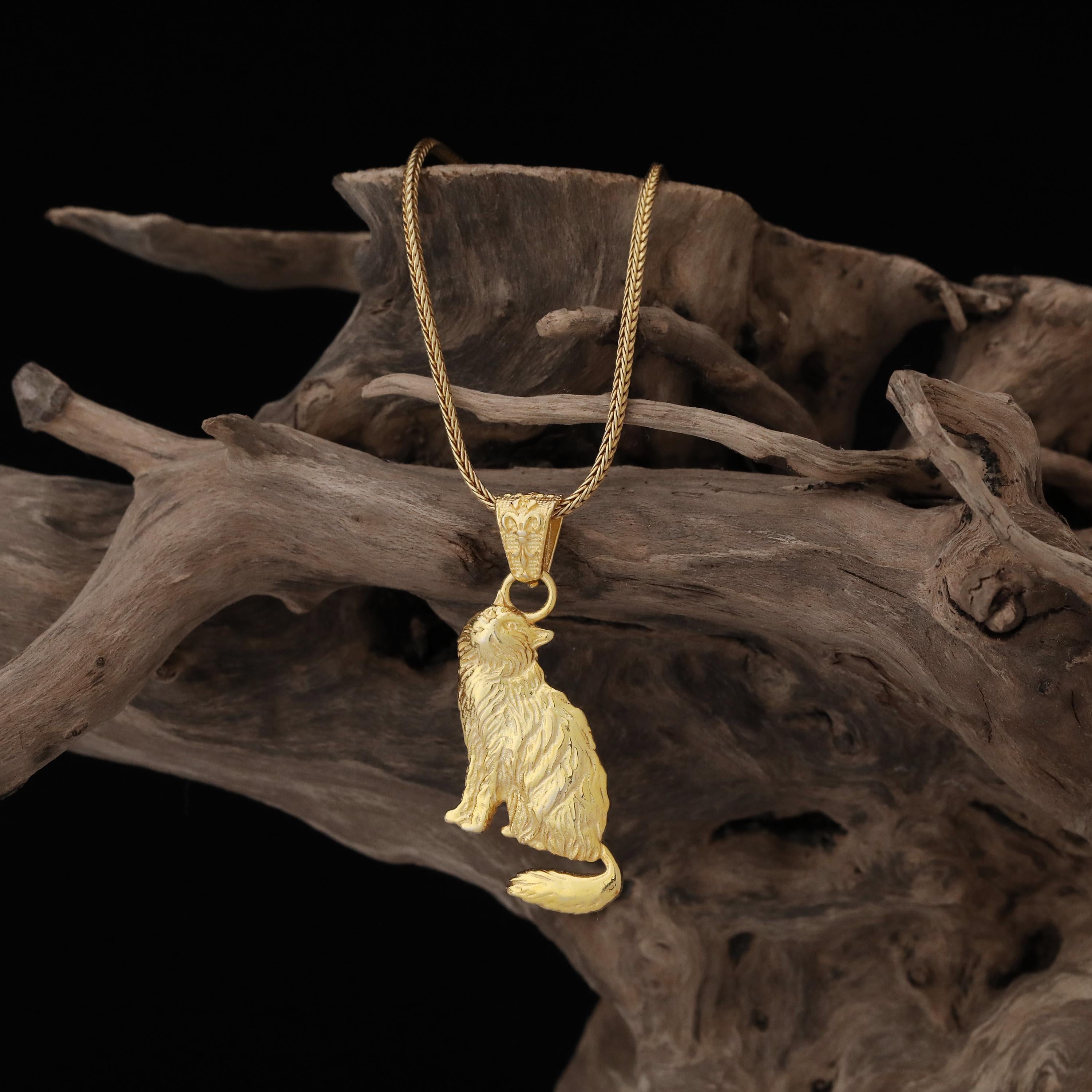 Handmade Gold Plated Cat Necklace, 925 Sterling Silver Pendant