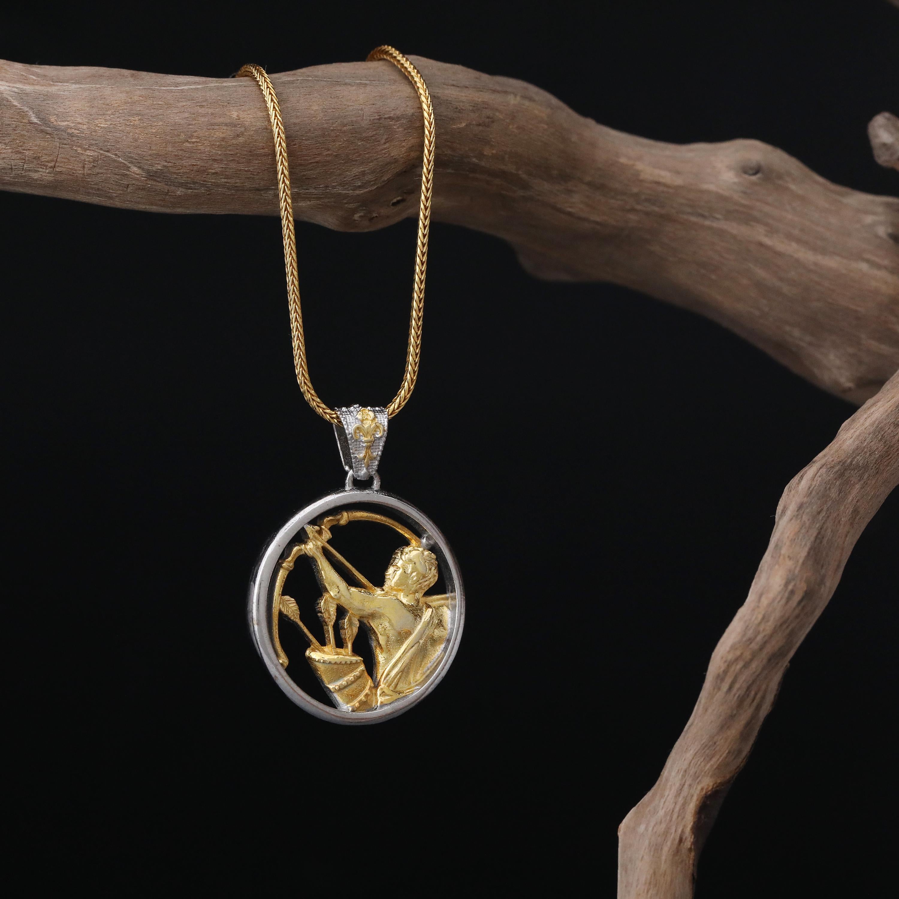 Handmade Sterling Silver Sagittarius Necklace, Zodiac Sign Jewelry