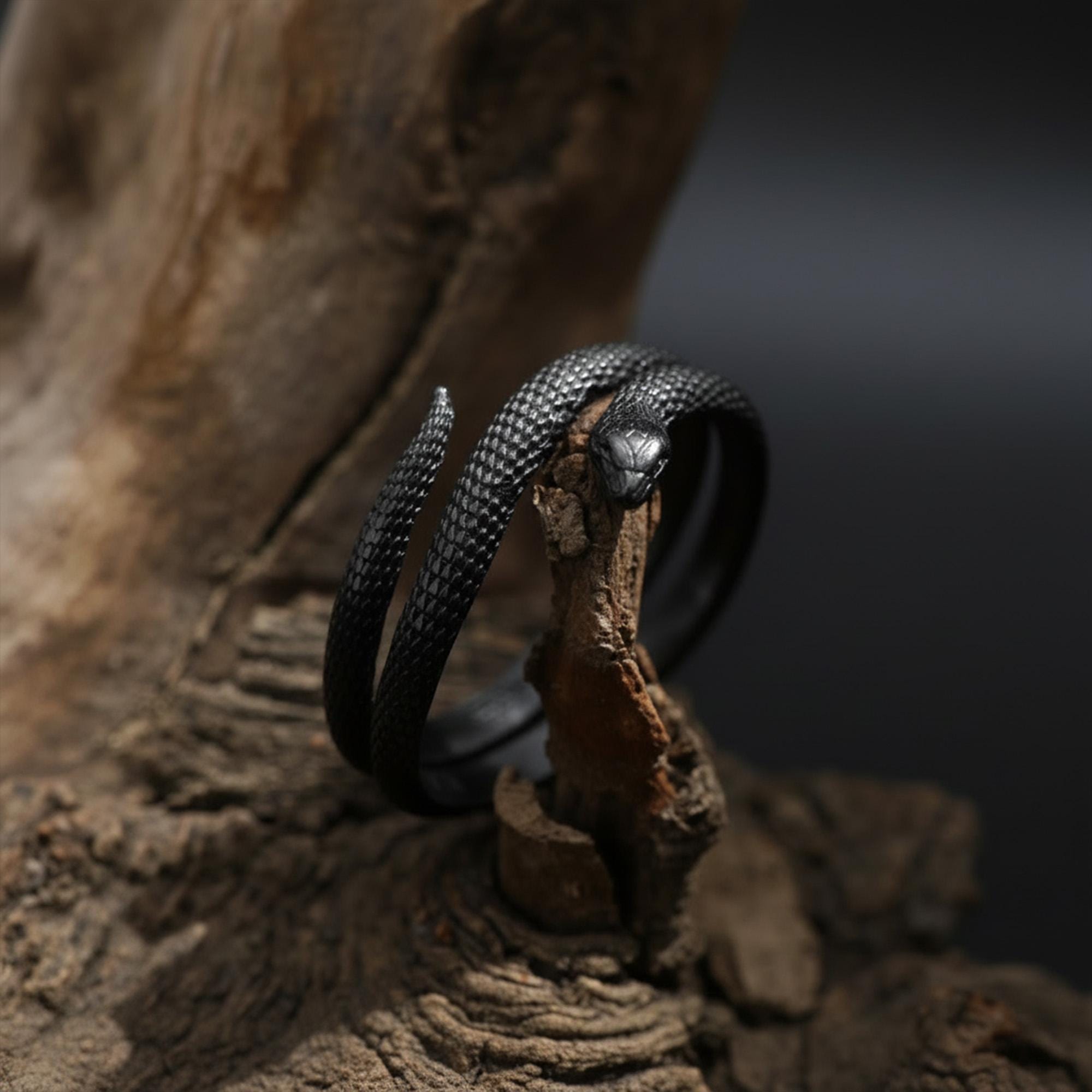 Twisted Snake Ring: 925 Silver Gothic Serpent Band, Handmade Reptile Jewelry