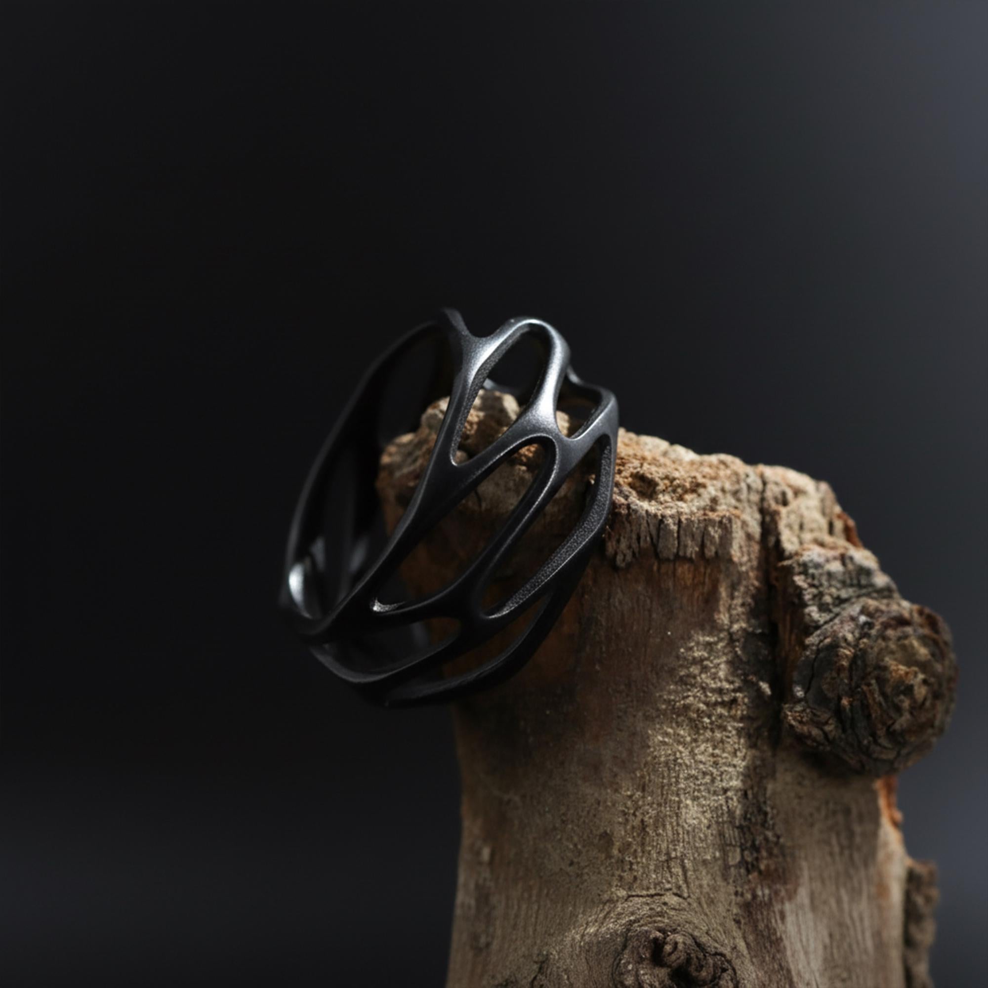 Perforated Wide Band Ring: Modern Minimalist Chunky Filigree  Band, Unique Mens Jewelry