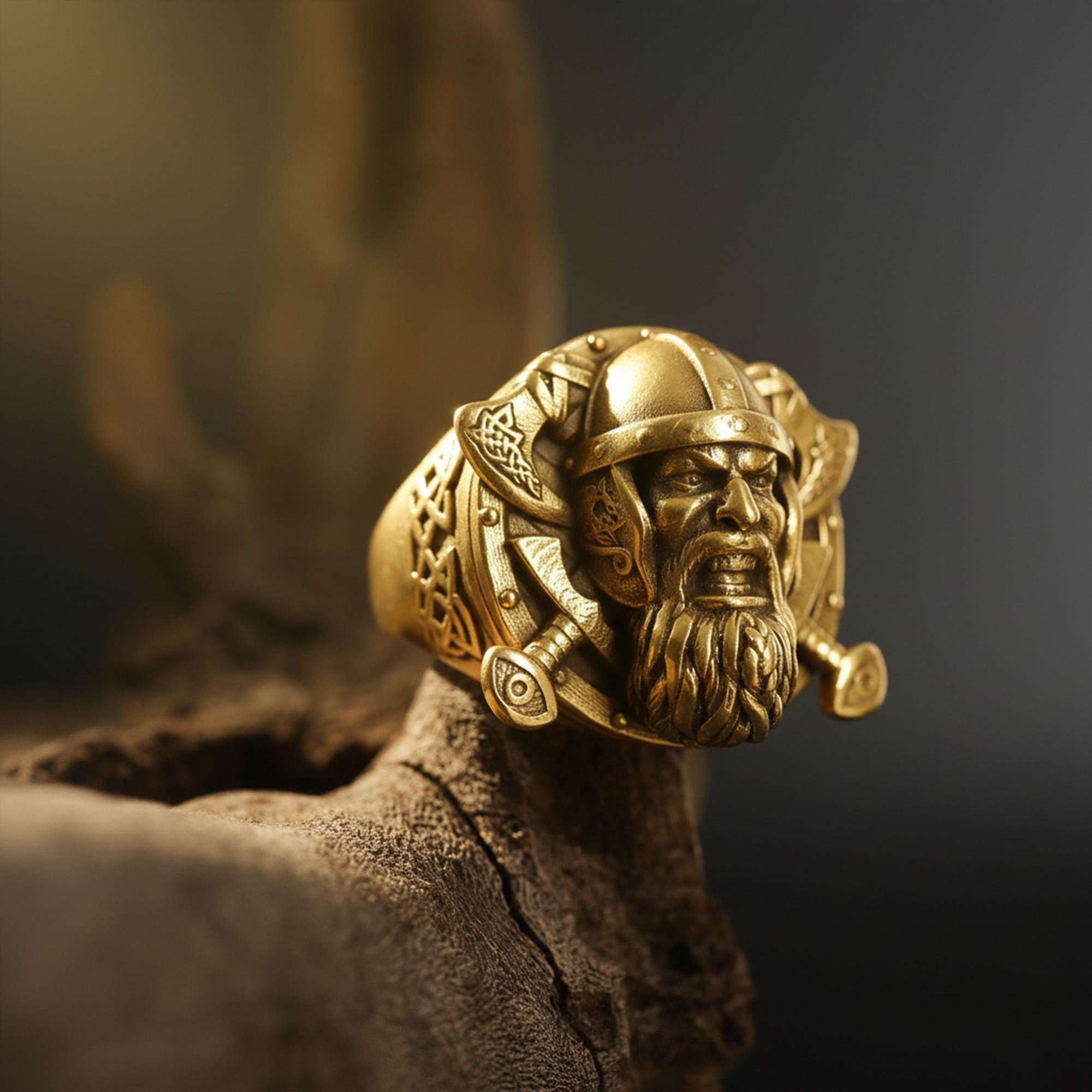 Handmade Sterling Silver Viking Warrior Ring, Norse Mythology Jewelry