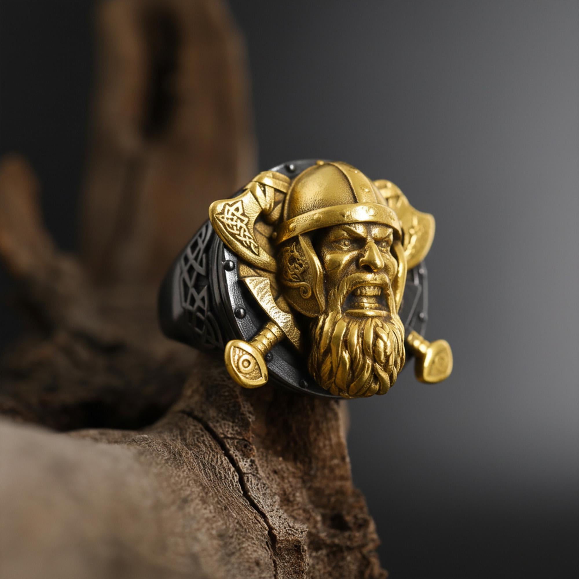 Handmade Sterling Silver Viking Warrior Ring, Norse Mythology Jewelry