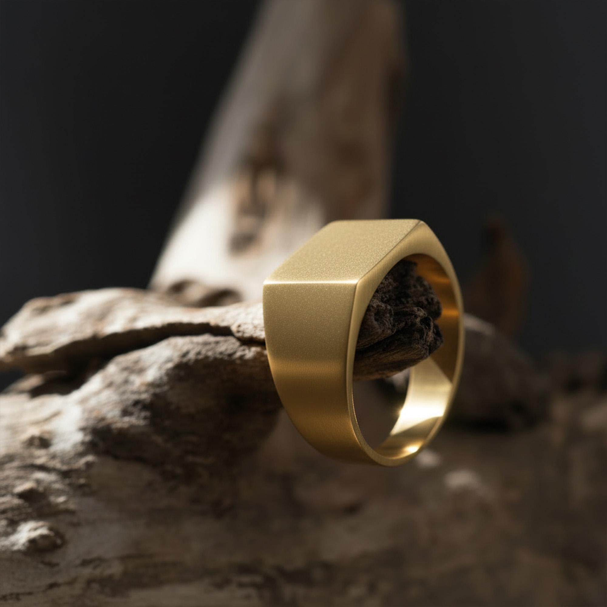 Minimal Black Silver Square Ring: Modern Polished Statement Ring, Masculine Jewelry, Sleek Contemporary Ring