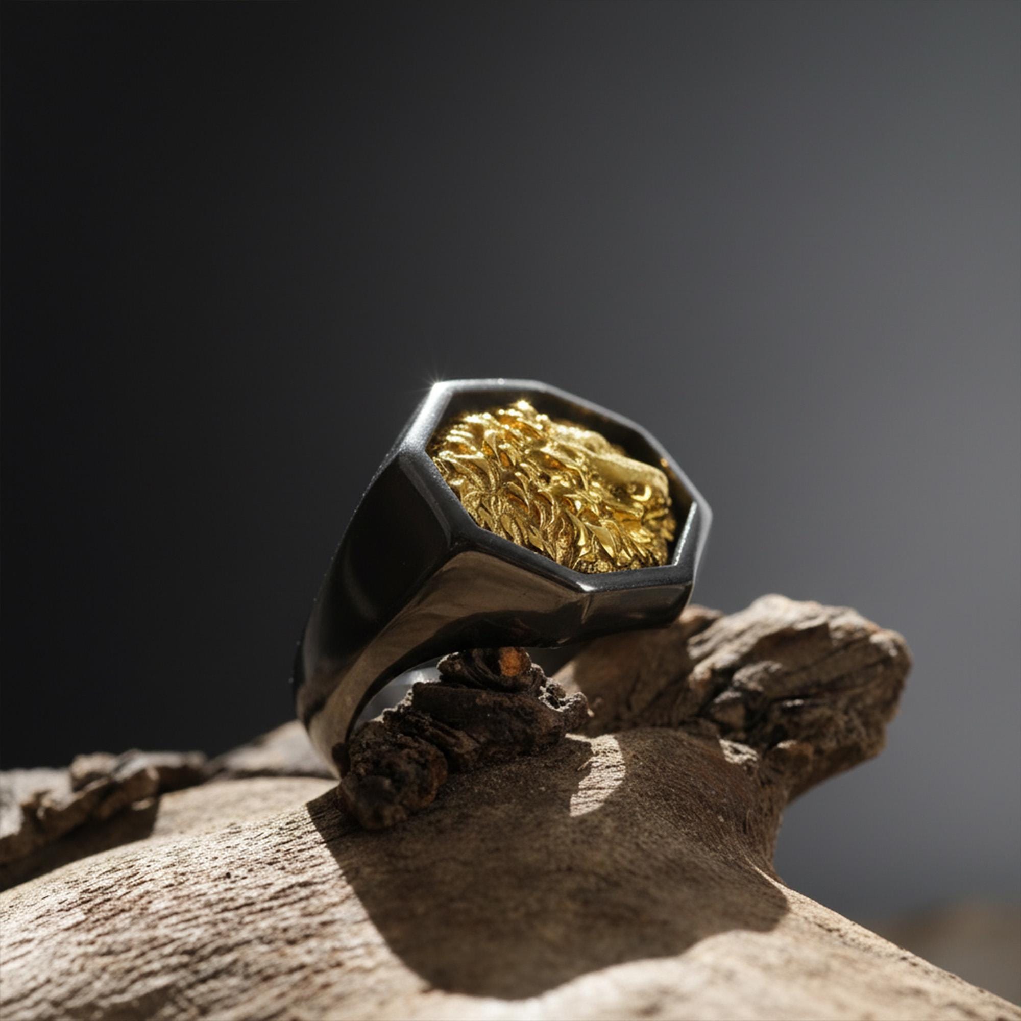 African lion signet ring, sterling silver safari animal jewelry, symbolic king lion statement band, and handcrafted bold accessory designed for those who are drawn to courage, leadership, and untamed strength. This striking ring features a detailed African lion motif framed within a bold signet structure, creating a look that feels regal, masculine, and deeply symbolic