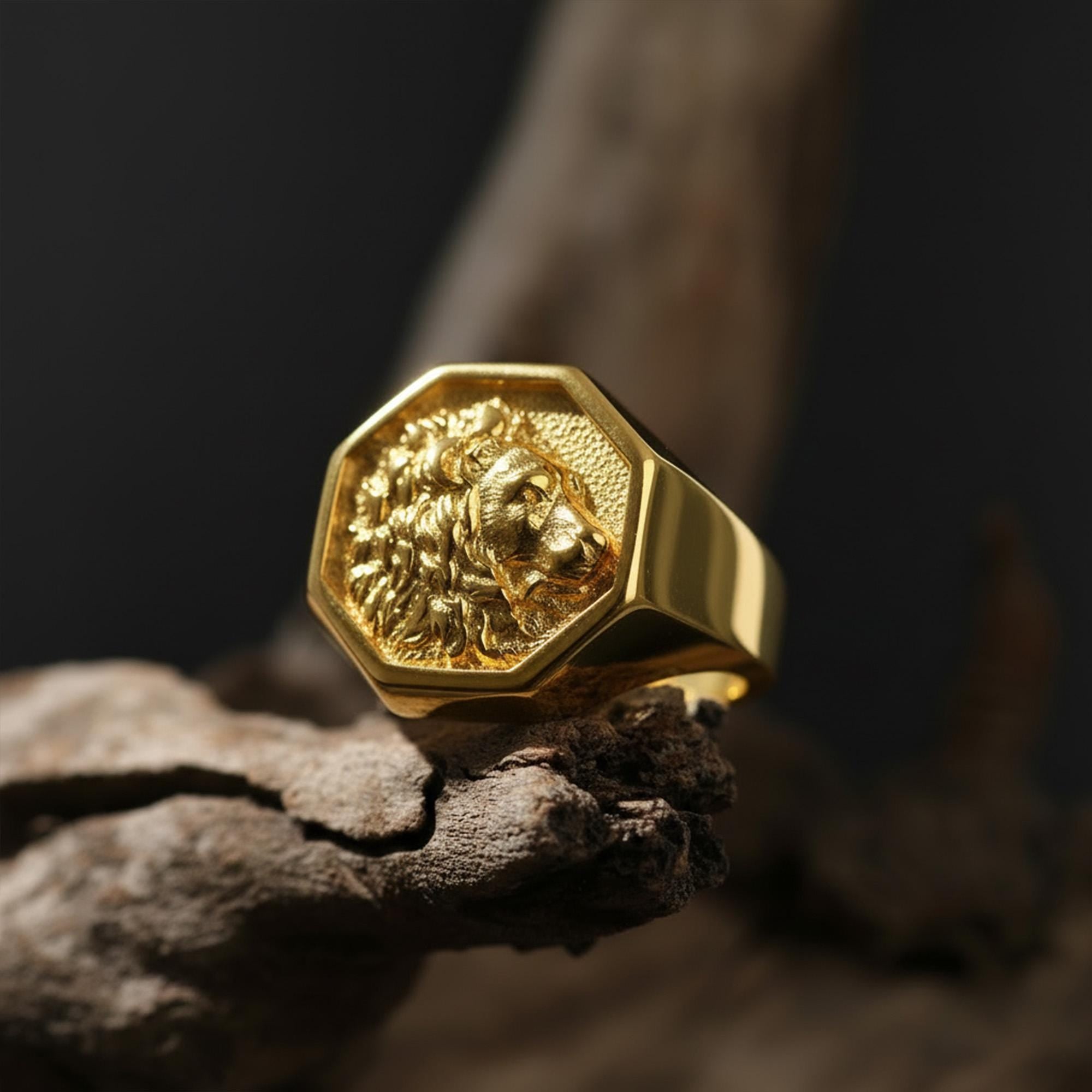 African lion signet ring, sterling silver safari animal jewelry, symbolic king lion statement band, and handcrafted bold accessory designed for those who are drawn to courage, leadership, and untamed strength. This striking ring features a detailed African lion motif framed within a bold signet structure, creating a look that feels regal, masculine, and deeply symbolic
