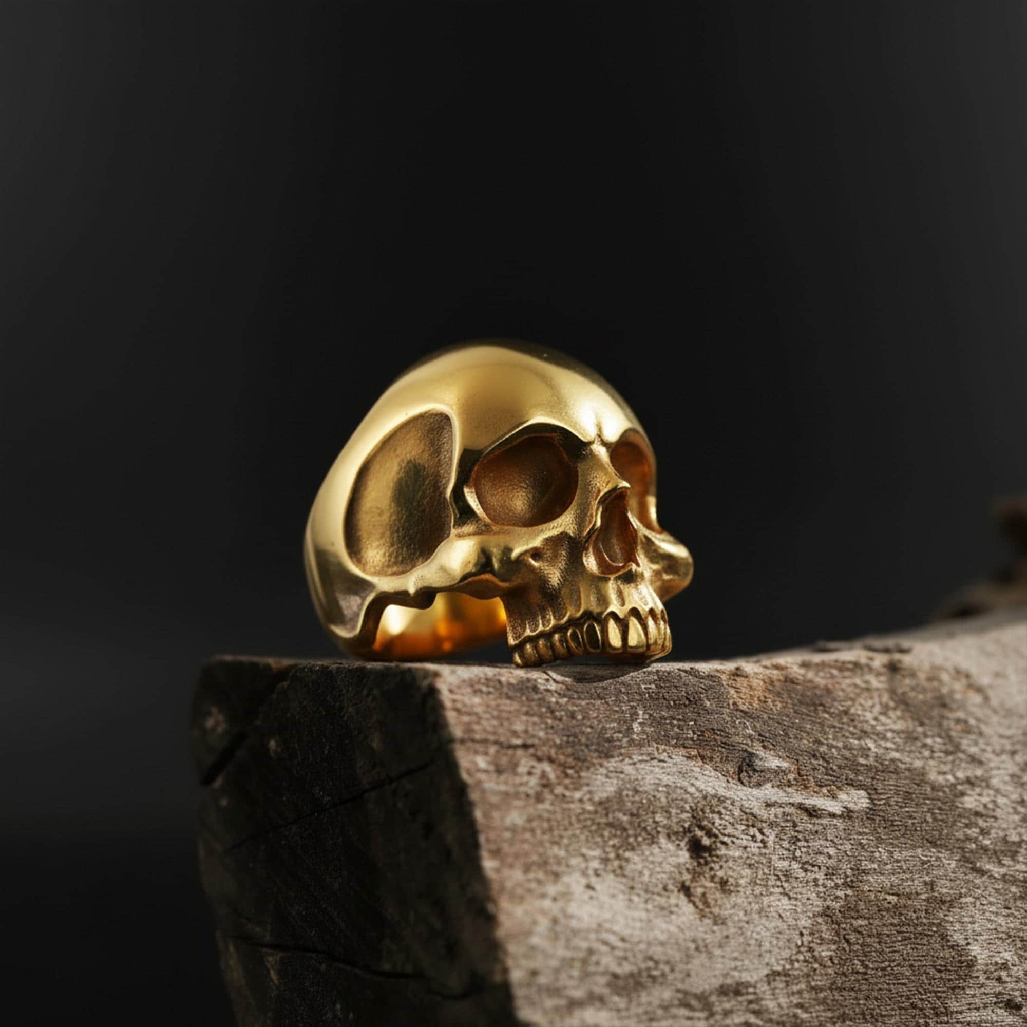 Gold Skull Jewelry - Gothic Biker Ring - Men's - Women's