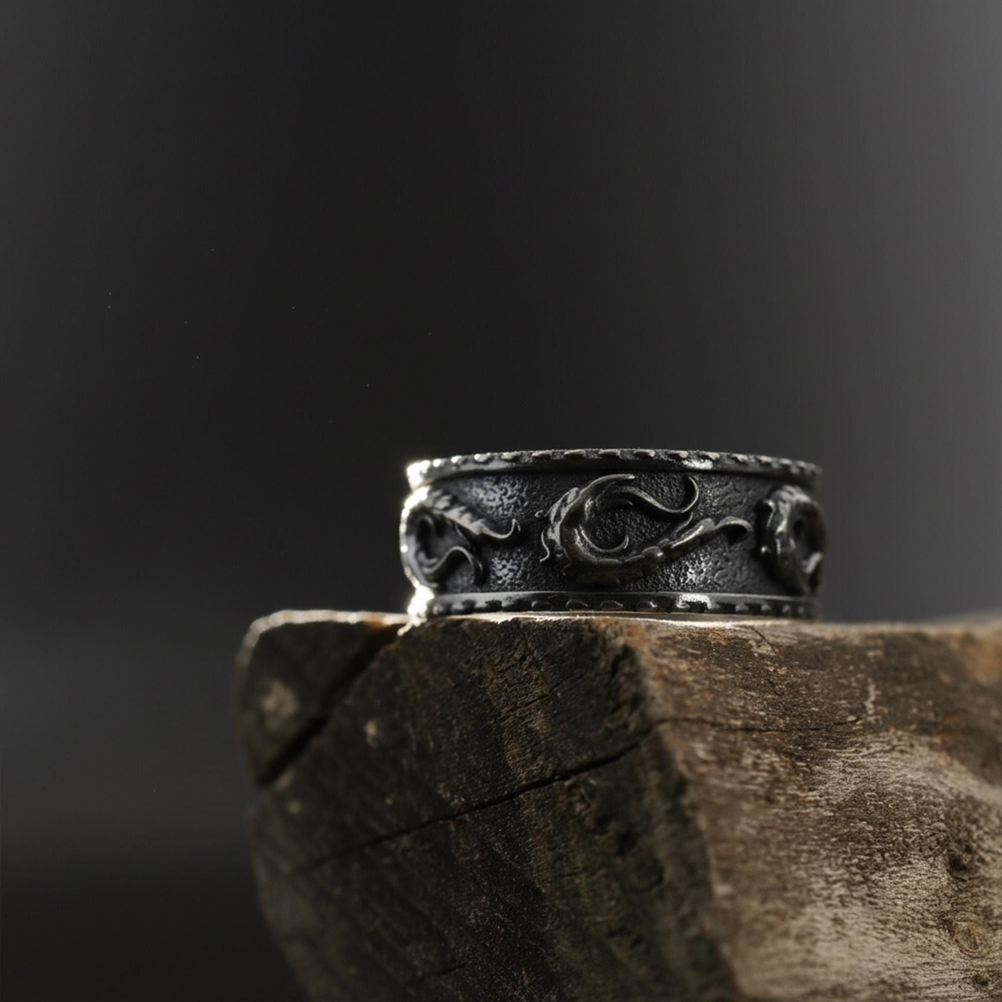 Gold Plated Wind Pattern Ring: Luxury Nature Inspired Wedding Swirl Band, Waves Statement Jewelry