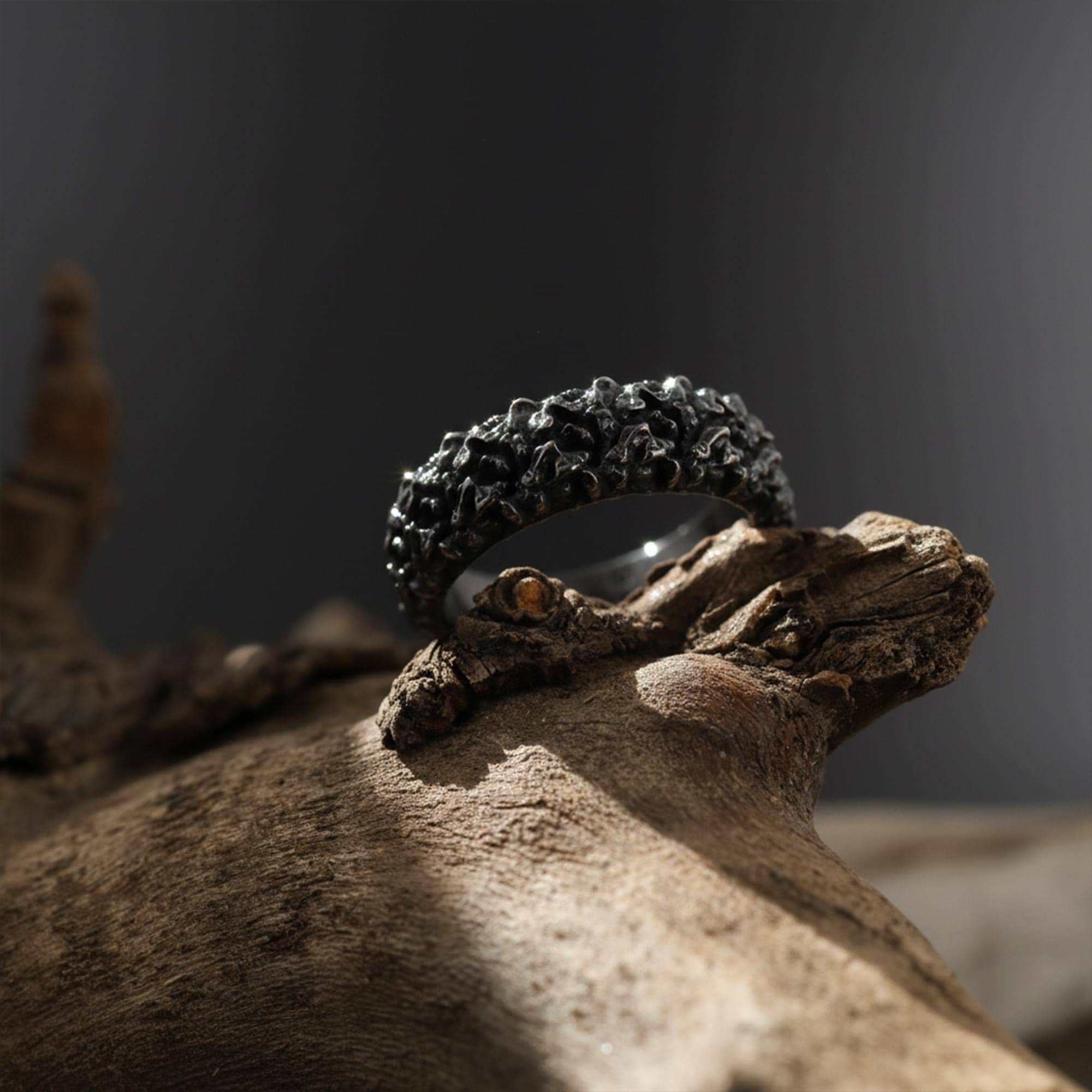 Gold Plated Asymmetric Band Ring: Silver Textured Wide Wedding Band, Unique Men's Jewelry