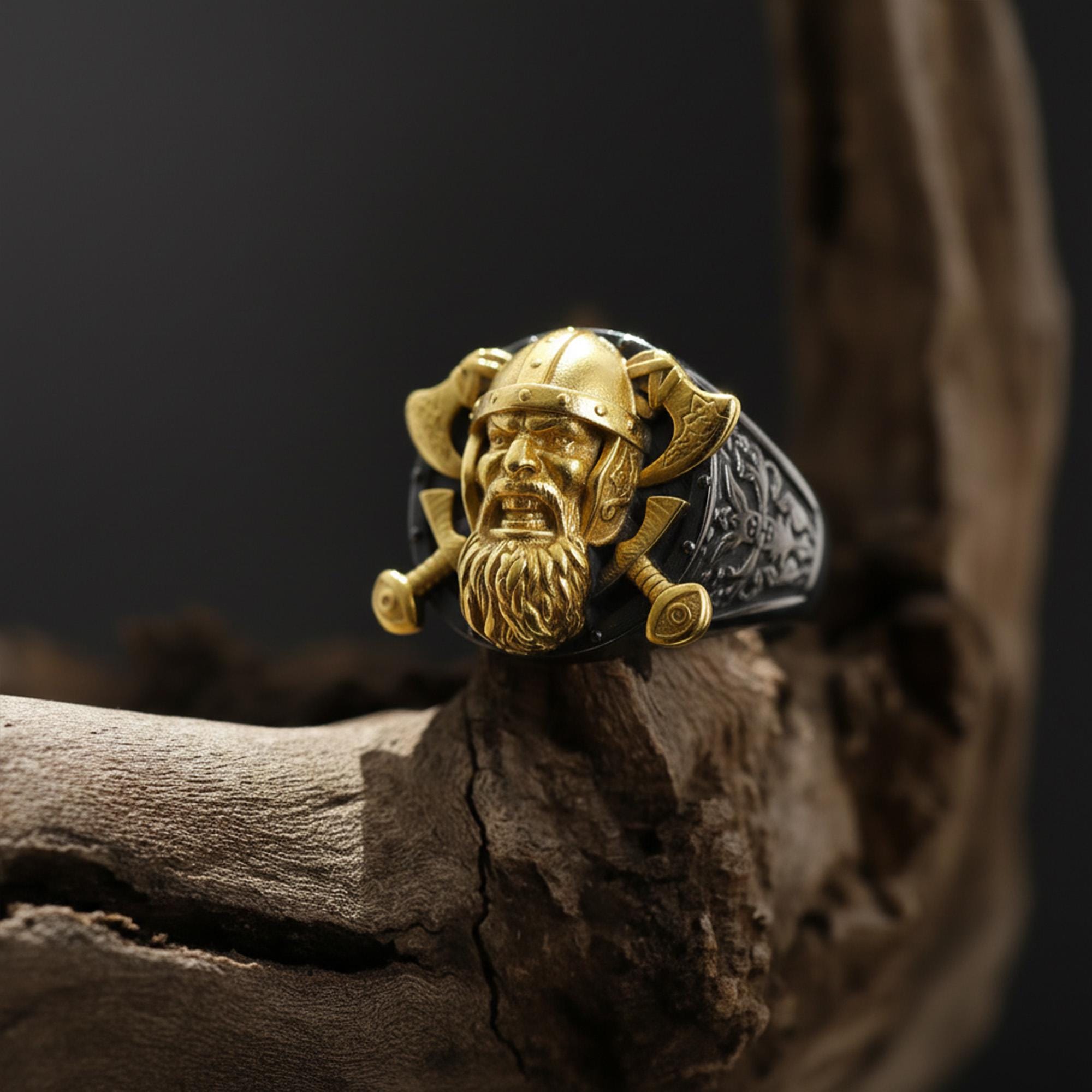 Handmade Sterling Silver Viking Warrior Ring, Norse Mythology Jewelry