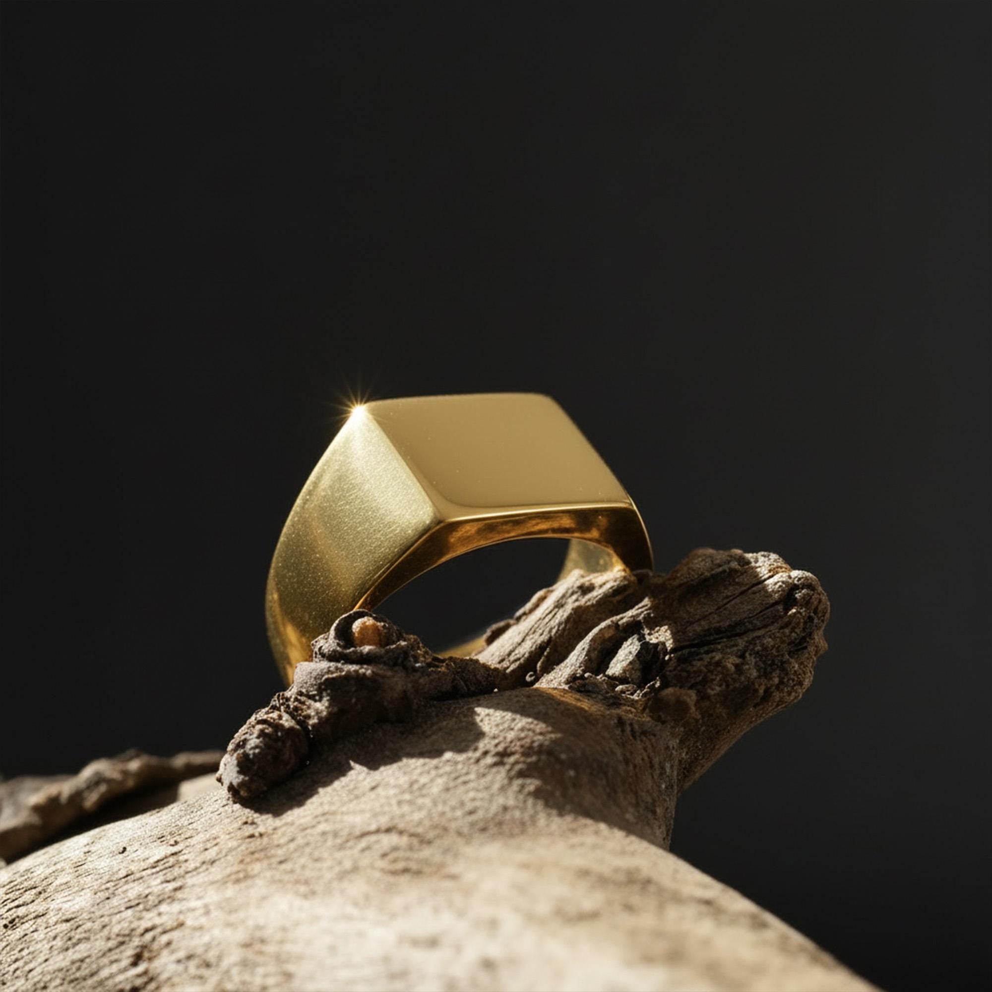 Minimal Black Silver Square Ring: Modern Polished Statement Ring, Masculine Jewelry, Sleek Contemporary Ring