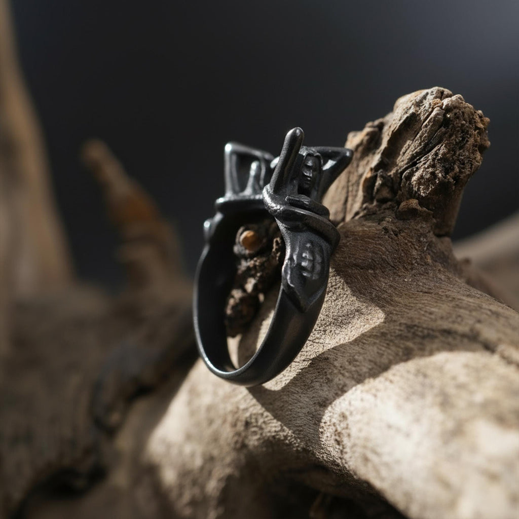 Black silver siren ring, mermaid ring, mythology ring, black rhodium ring, and gothic statement jewelry designed for those who are drawn to dark fantasy, ocean symbolism, and bold artistic design. This striking ring features a sculptural siren-inspired form that creates a mysterious and dramatic presence with strong visual character. It is not a simple accessory — it is a statement ring that blends mythological beauty, dark elegance, and handcraf