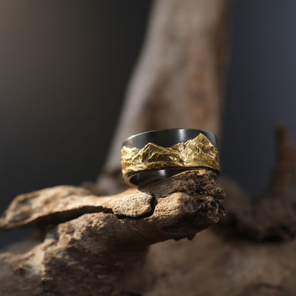 Mountain Range Band Ring: Men Unique Wedding Band, Men Engraved Engagement Ring, Anniversary Natural Ring