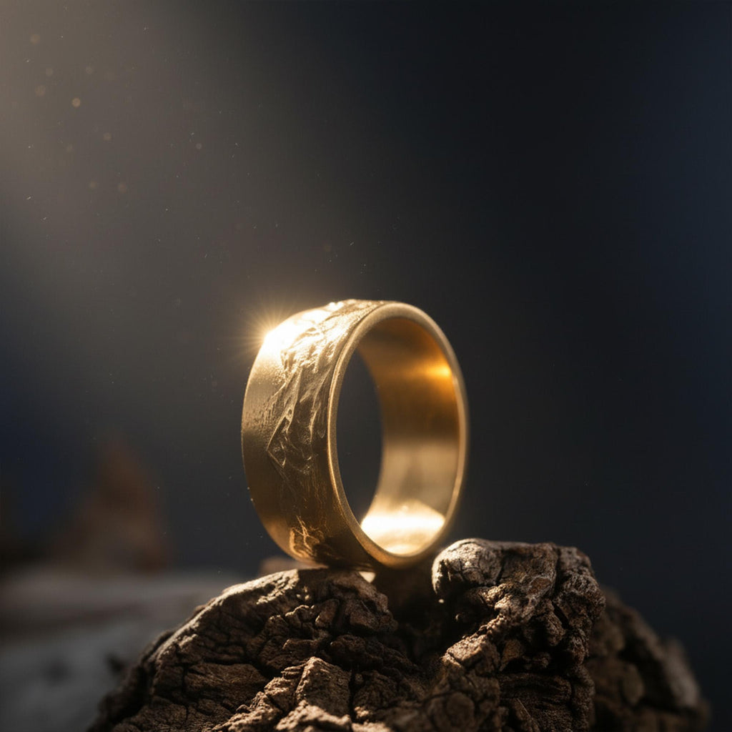 Mountain Range Band Ring: Men Unique Wedding Band, Men Engraved Engagement Ring, Anniversary Natural Ring