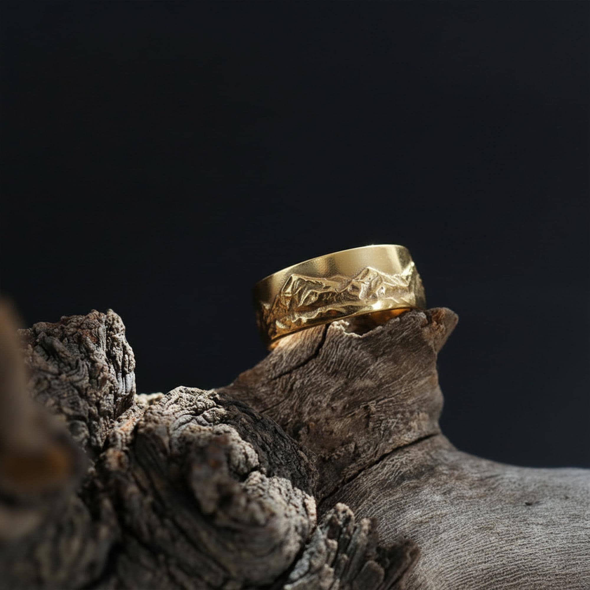 Rugged Mountain Landscape Ring: Outdoor Statement Band Ring, Mountain Range Ring, Wilderness Jewelry