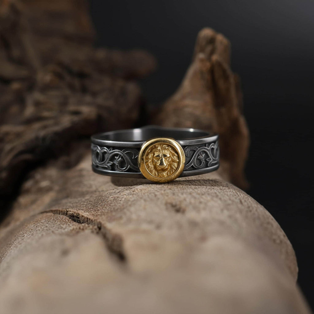 Handcrafted lion spirit band ring, rhodium plated sterling silver animal jewelry, and symbolic statement ring designed for those who are drawn to strength, leadership, and inner power. This striking ring features a bold lion-inspired design, creating a look that feels powerful, spiritual, and timeless