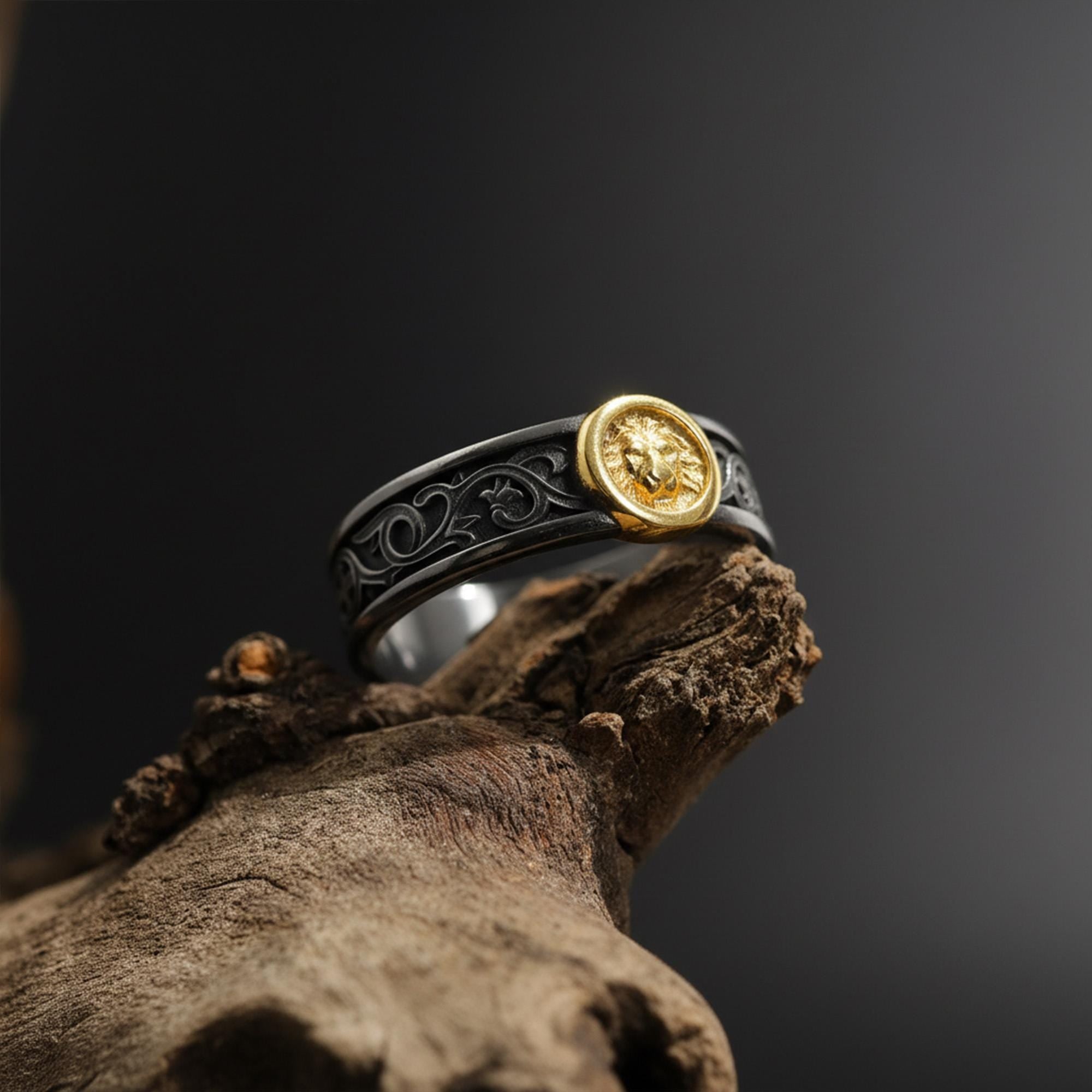 Handcrafted lion spirit band ring, rhodium plated sterling silver animal jewelry, and symbolic statement ring designed for those who are drawn to strength, leadership, and inner power. This striking ring features a bold lion-inspired design, creating a look that feels powerful, spiritual, and timeless