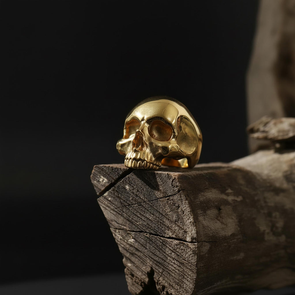 Creepy Skull Head Ring: Memento Mori Ring, Biker Ring for Men, Large Skeleton Head Ring, Gothic Thumb Ring