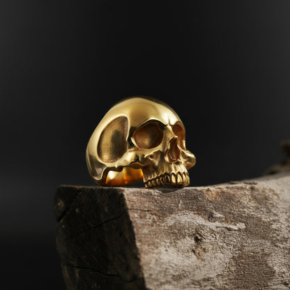 Creepy Skull Head Ring: Memento Mori Ring, Biker Ring for Men, Large Skeleton Head Ring, Gothic Thumb Ring