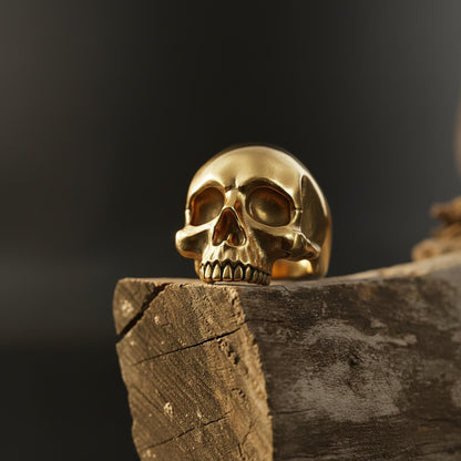 Creepy Skull Head Ring: Memento Mori Ring, Biker Ring for Men, Large Skeleton Head Ring, Gothic Thumb Ring