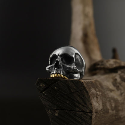 Creepy Skull Head Ring: Memento Mori Ring, Biker Ring for Men, Large Skeleton Head Ring, Gothic Thumb Ring