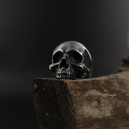 Creepy Skull Head Ring: Memento Mori Ring, Biker Ring for Men, Large Skeleton Head Ring, Gothic Thumb Ring