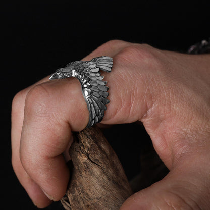 This raven ring for men is a bold and highly detailed design inspired by Norse mythology, Viking symbolism, crow jewelry, and statement men’s rings. Featuring a dramatic spread-wing raven motif, this ring captures the power, intelligence, and mystery long associated with the raven. It is an ideal choice for buyers searching for a Viking raven ring, Norse raven ring, crow ring for men, bird statement ring, or a symbolic men’s ring with a strong an