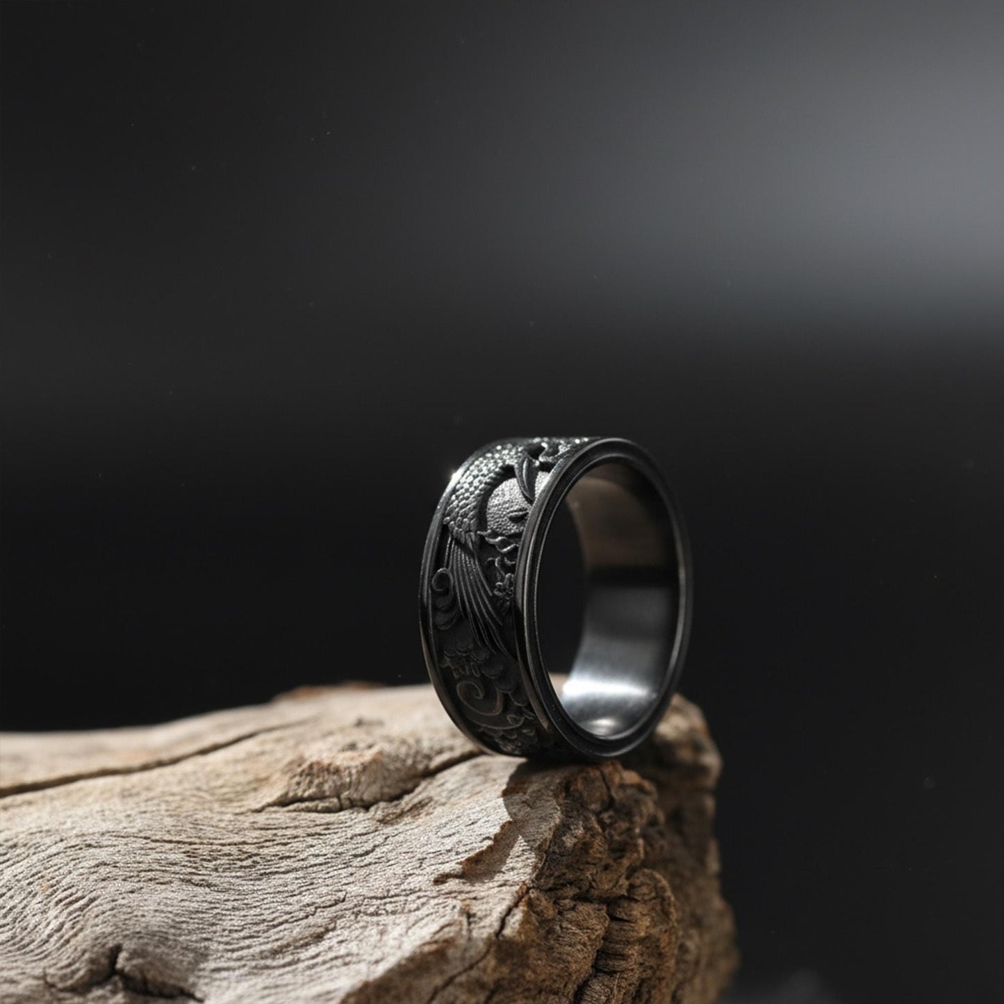 Sterling Silver Japanese Sun Crane Band Ring: Cultural Symbolic Jewelry
