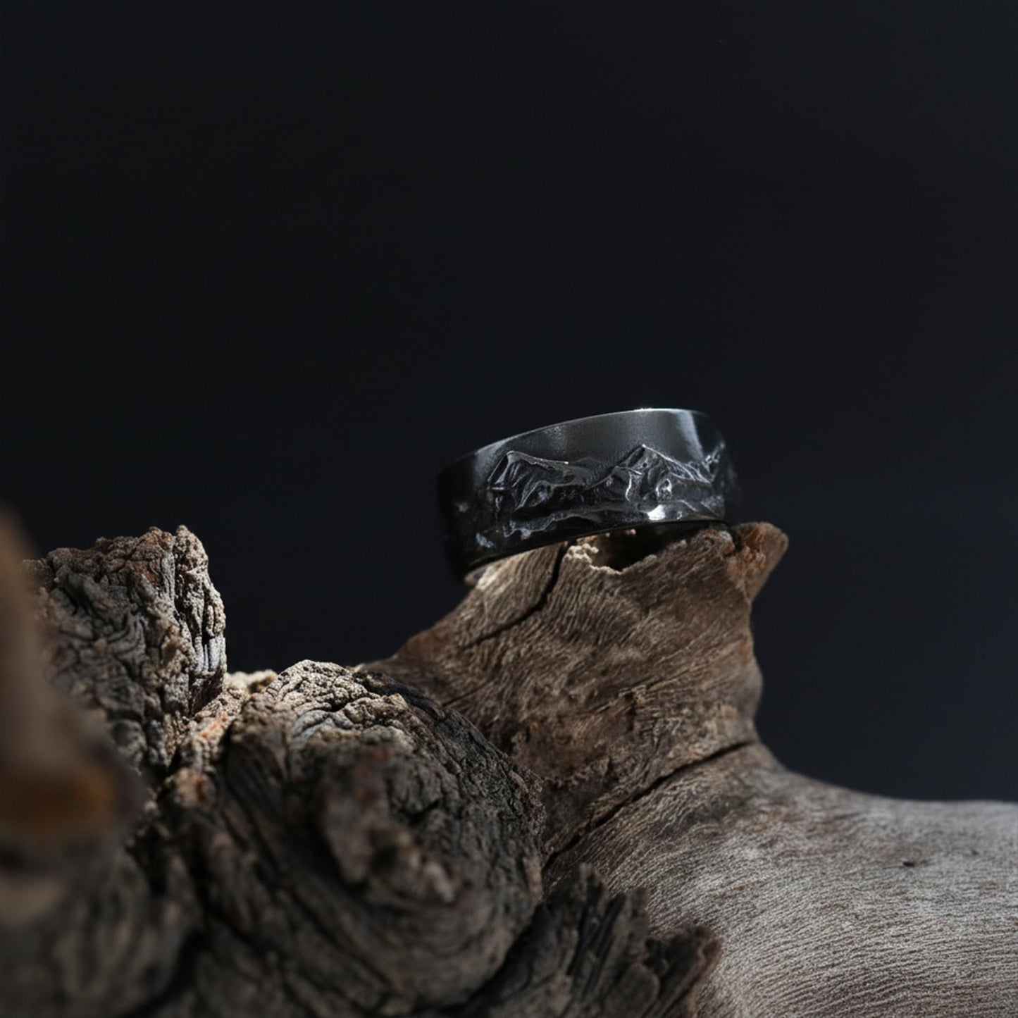 Mountain Range Band Ring: Men Unique Wedding Band, Men Engraved Engagement Ring, Anniversary Natural Ring