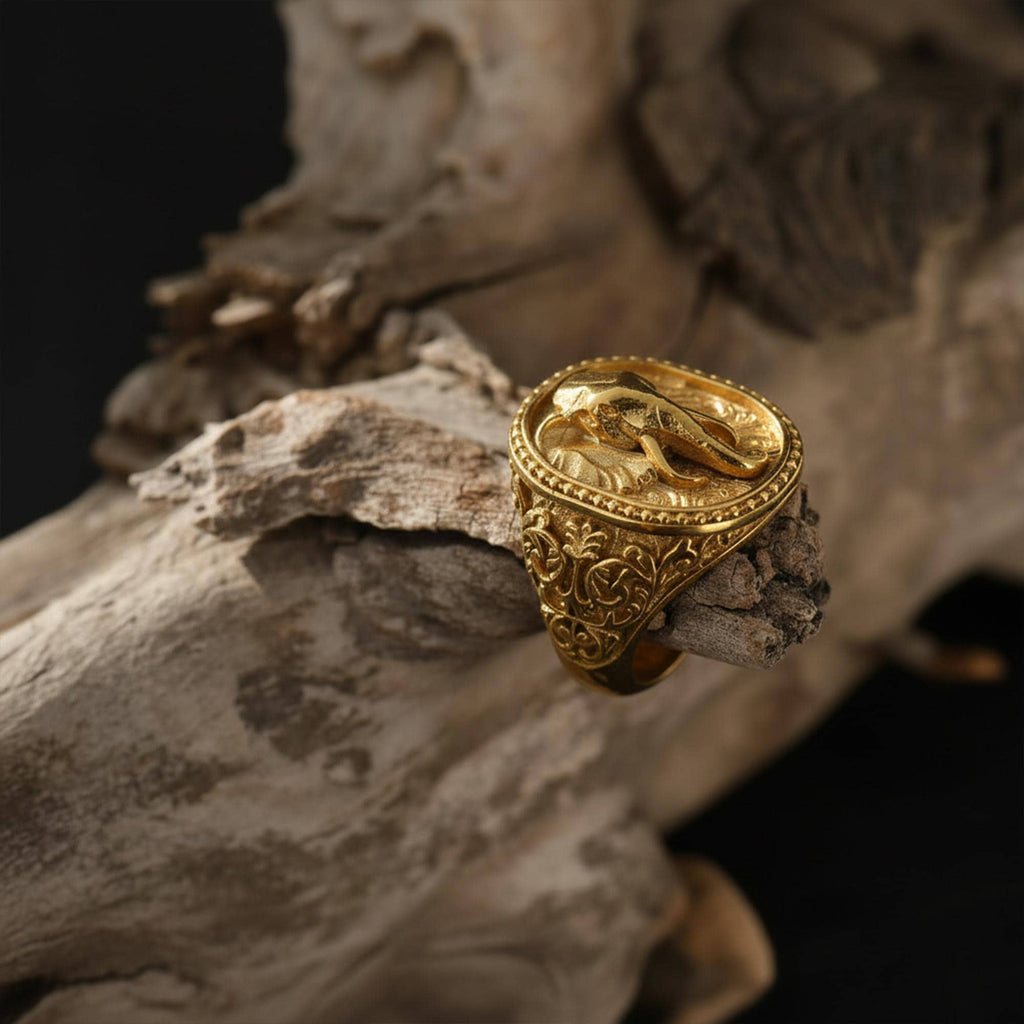 Gorilla head ring, solid gold animal jewelry, symbolic primal statement band, and handcrafted luxury accessory designed for those who are drawn to strength, dominance, and fearless leadership. This striking ring features a detailed gorilla head motif crafted in solid gold, with powerful facial expression and deep engraved textures, creating a bold and prestigious appearance inspired by raw nature and masculine energy