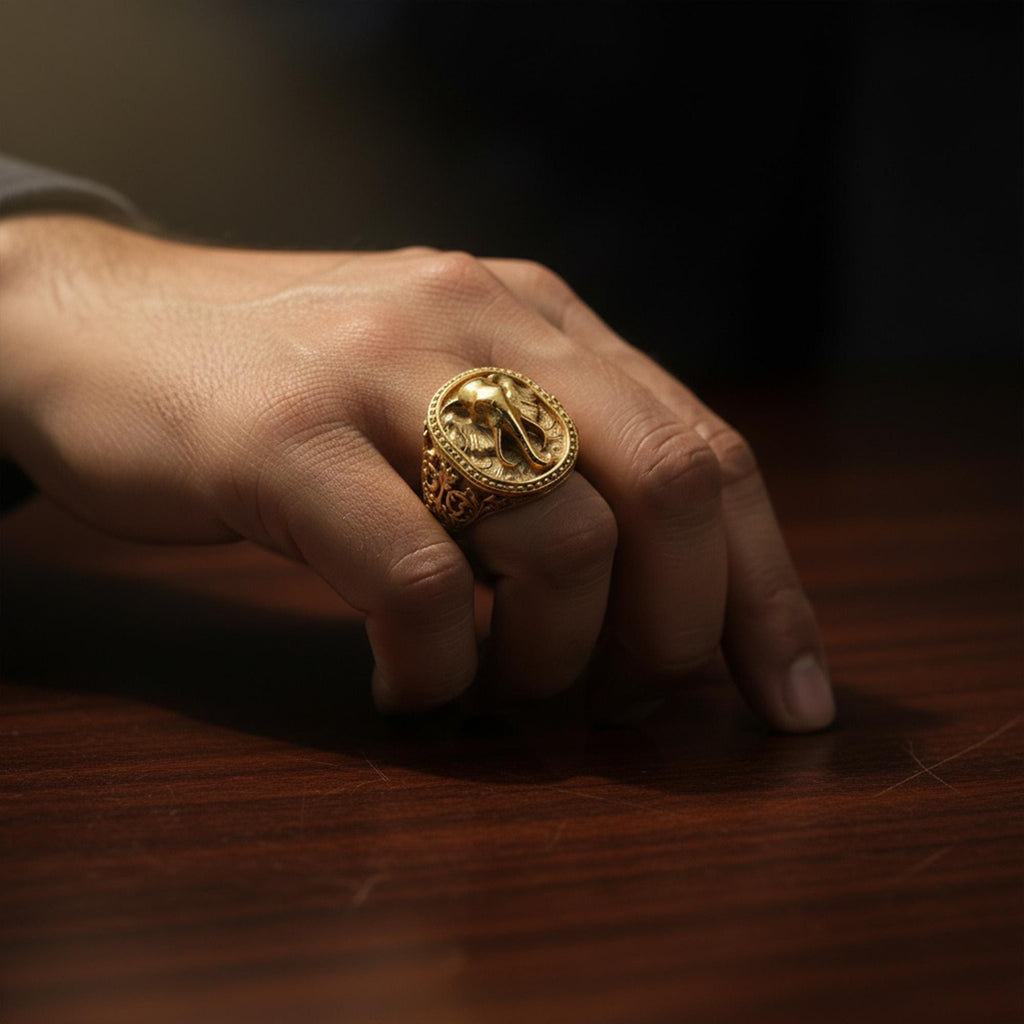 Gorilla head ring, solid gold animal jewelry, symbolic primal statement band, and handcrafted luxury accessory designed for those who are drawn to strength, dominance, and fearless leadership. This striking ring features a detailed gorilla head motif crafted in solid gold, with powerful facial expression and deep engraved textures, creating a bold and prestigious appearance inspired by raw nature and masculine energy