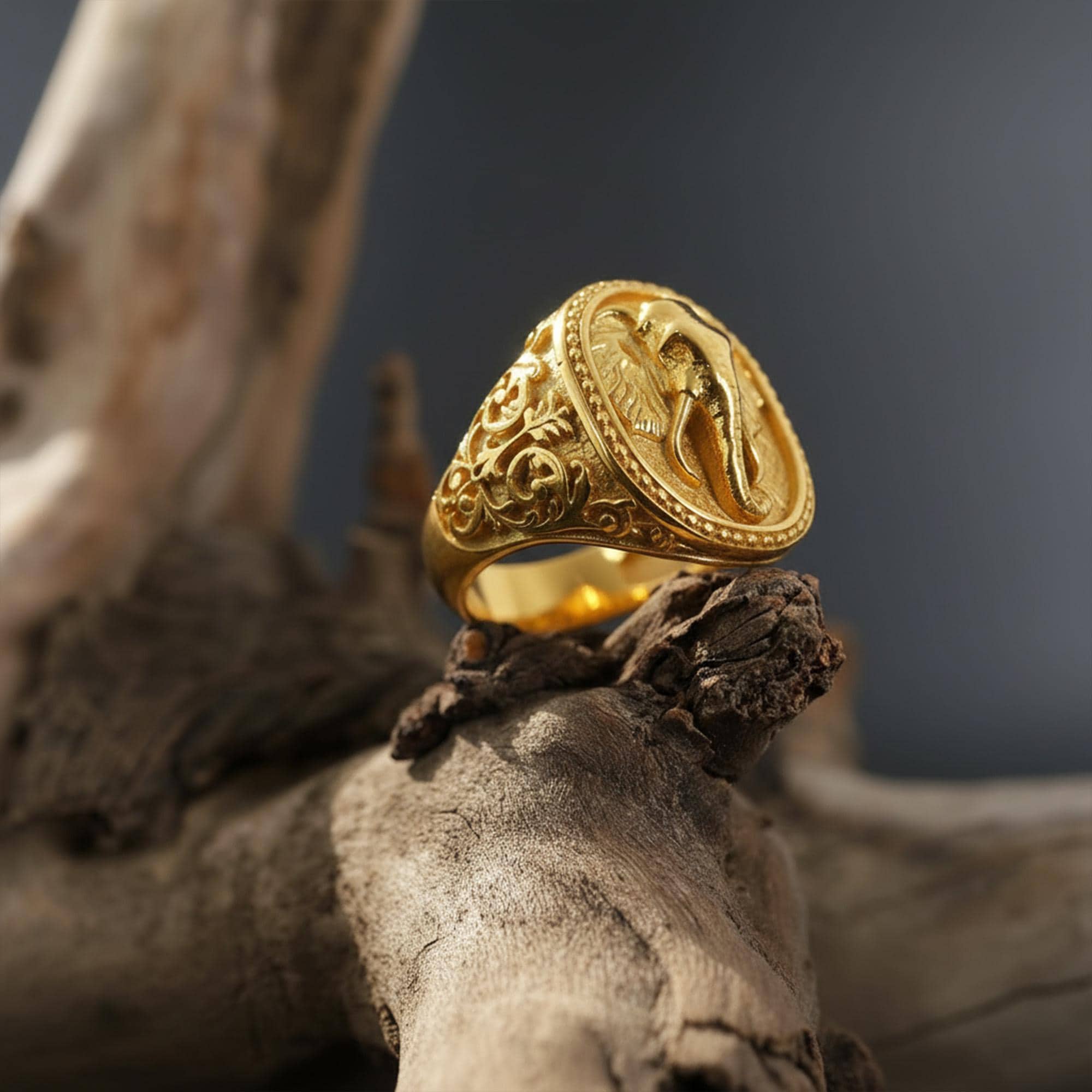 Gorilla head ring, solid gold animal jewelry, symbolic primal statement band, and handcrafted luxury accessory designed for those who are drawn to strength, dominance, and fearless leadership. This striking ring features a detailed gorilla head motif crafted in solid gold, with powerful facial expression and deep engraved textures, creating a bold and prestigious appearance inspired by raw nature and masculine energy