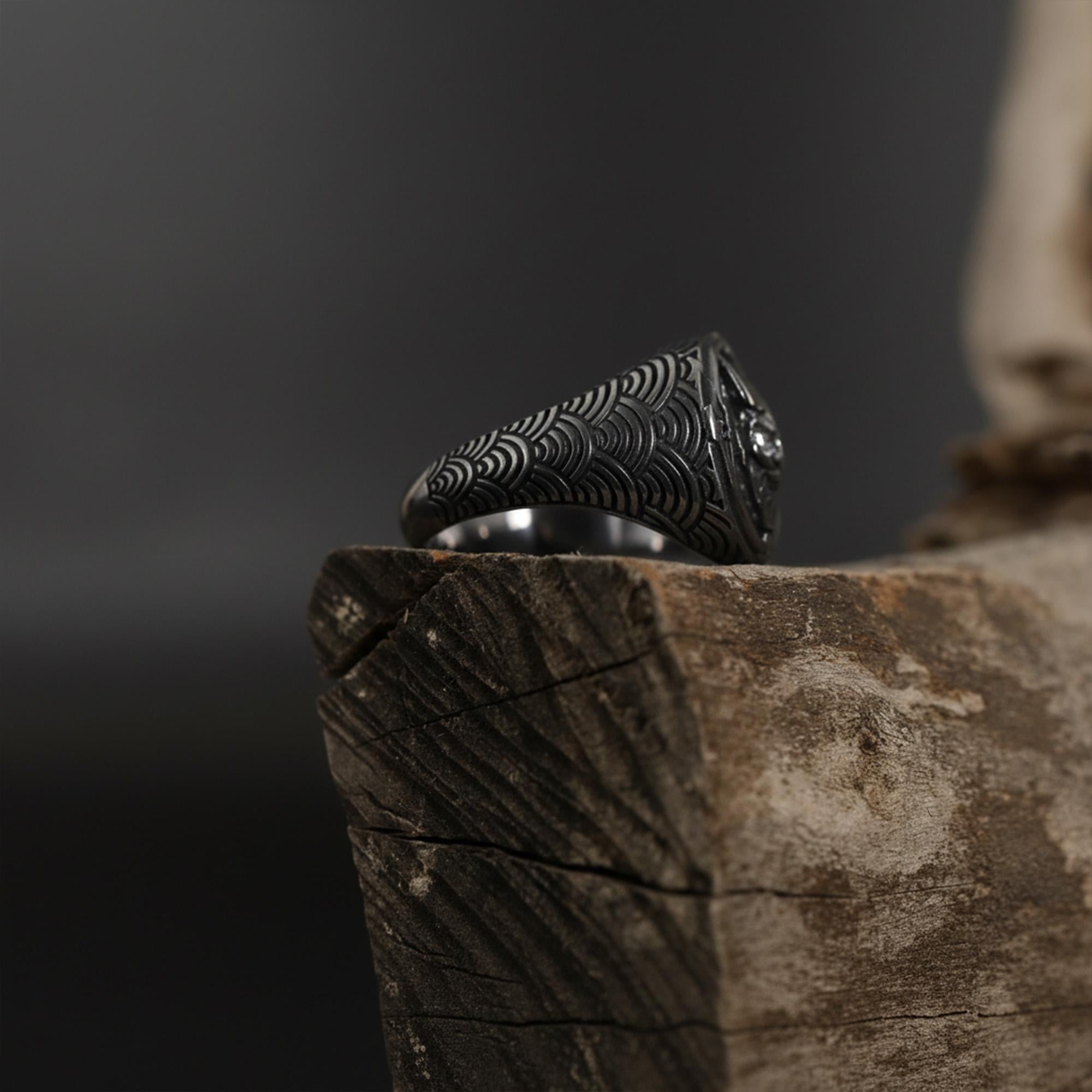 Handmade Sterling Silver Hannya Mask Ring: Japanese Oni Demon
