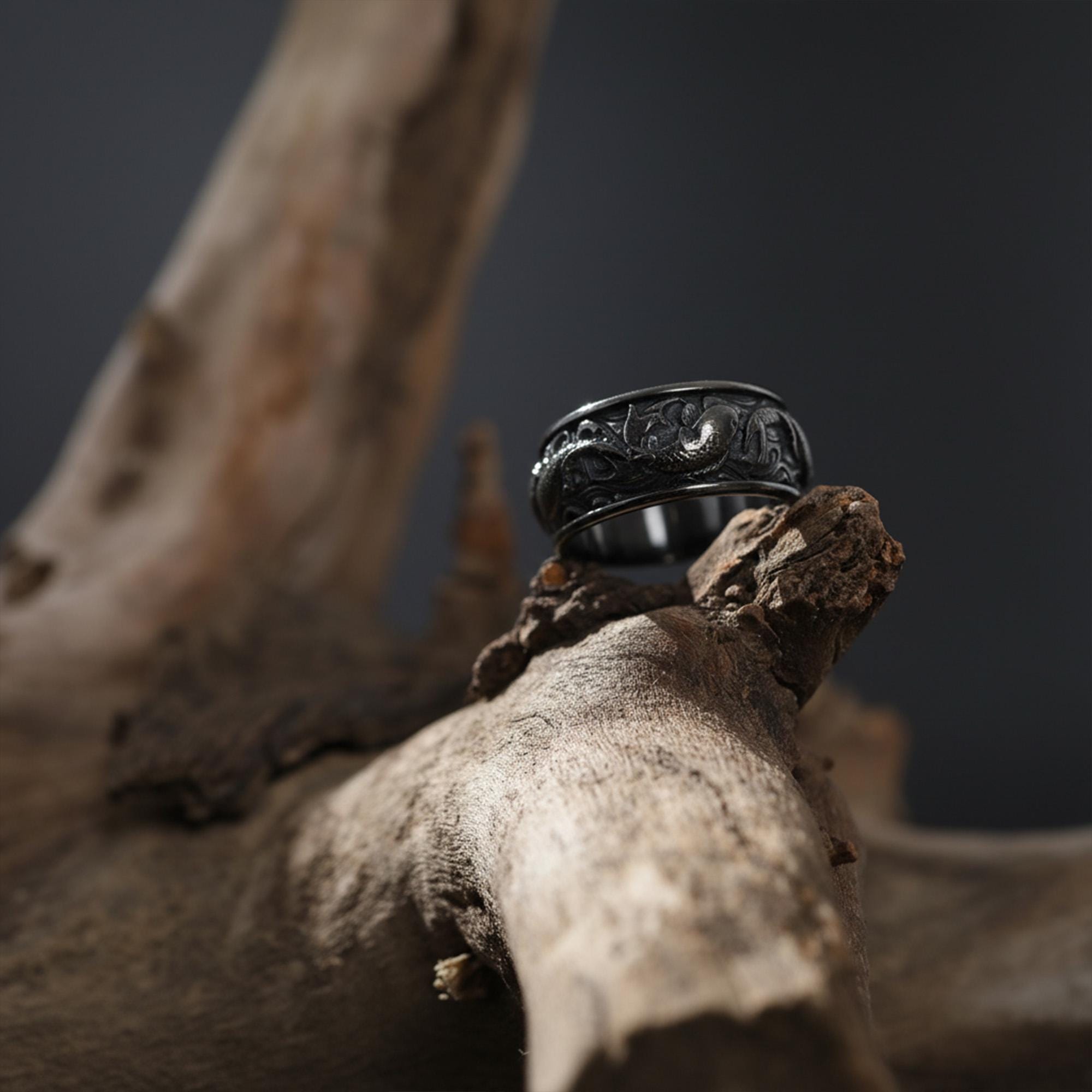 This Koi fish ring for men is a bold and meaningful design created for those who are drawn to Japanese jewelry, symbolic rings, engraved bands, nature-inspired accessories, and statement gold rings. Featuring detailed Koi carp motifs flowing across the band, this ring represents perseverance, transformation, strength, luck, and forward movement.