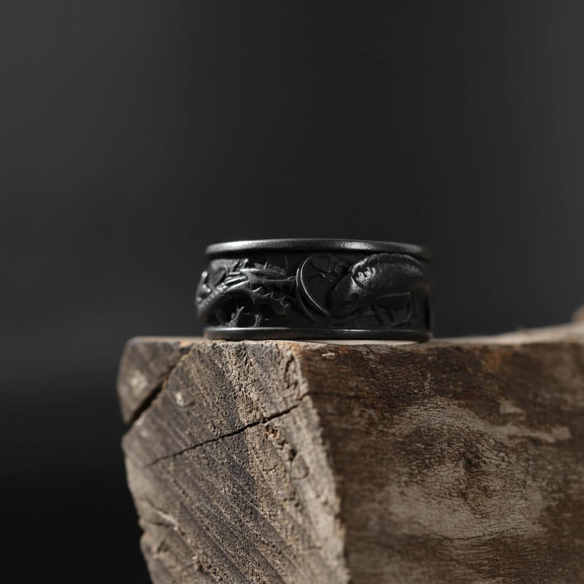 Koi Fish and Dragon Band Ring, sterling silver Japanese mythology jewelry, symbolic dragon and koi statement band, and handcrafted bold accessory designed for those who are drawn to perseverance, transformation, strength, and spiritual balance. This striking ring features a detailed Koi fish and Dragon motif wrapped around a bold band structure, creating a look that feels powerful, artistic, and deeply meaningful