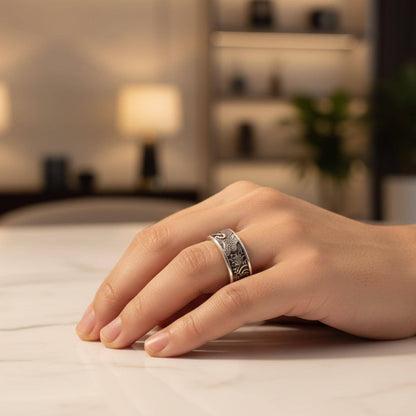 Sterling Silver Japanese Sun Crane Band Ring: Cultural Symbolic Jewelry