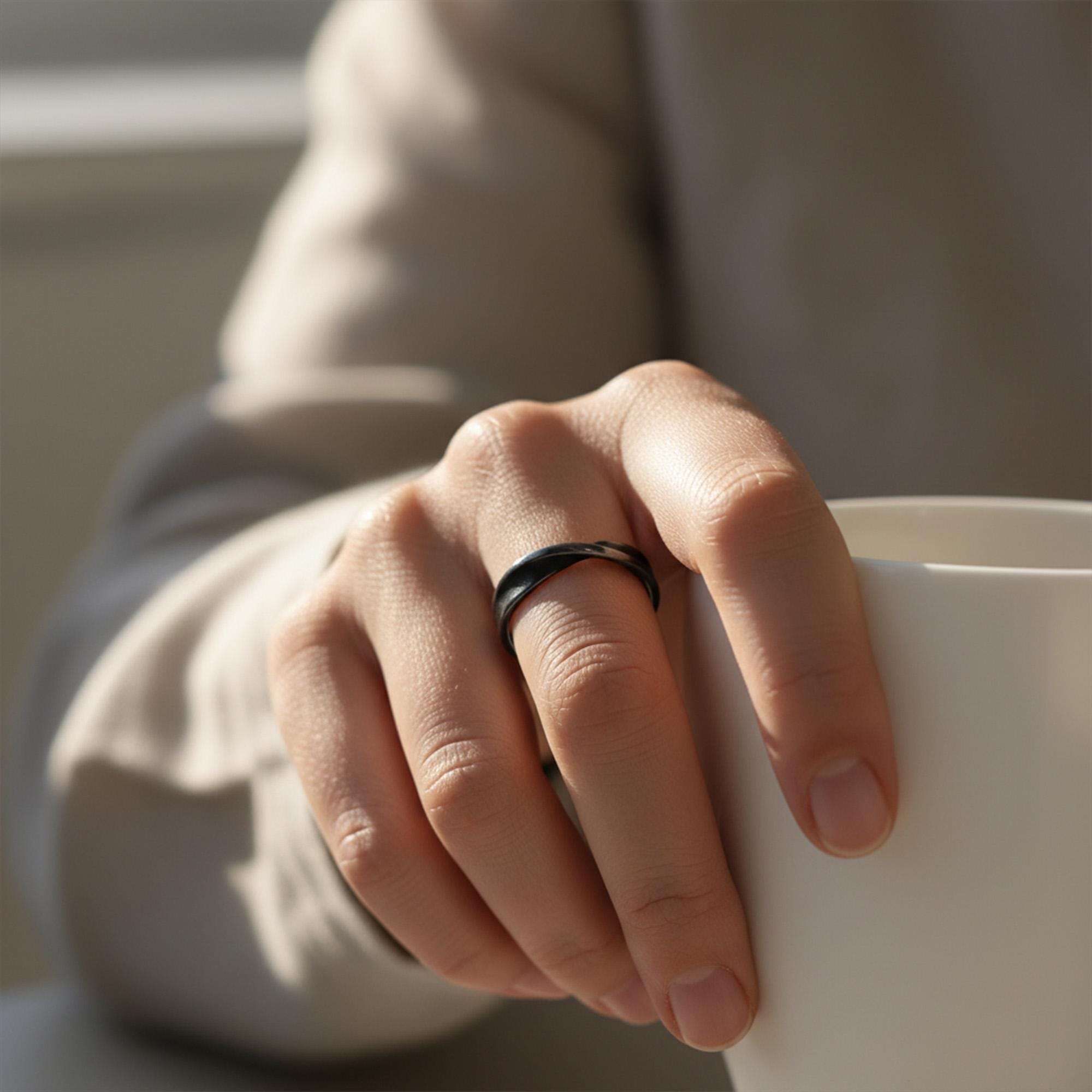 Men's Mobius Infinity Band Ring: Sterling Silver Twisted Wedding Promise Band, Unique Jewelry