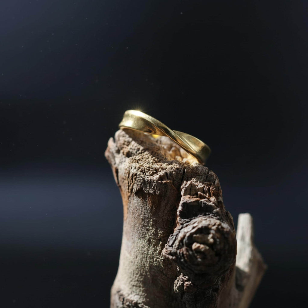 14K Solid Gold Mobius Ring: Handmade Infinity Twist Band