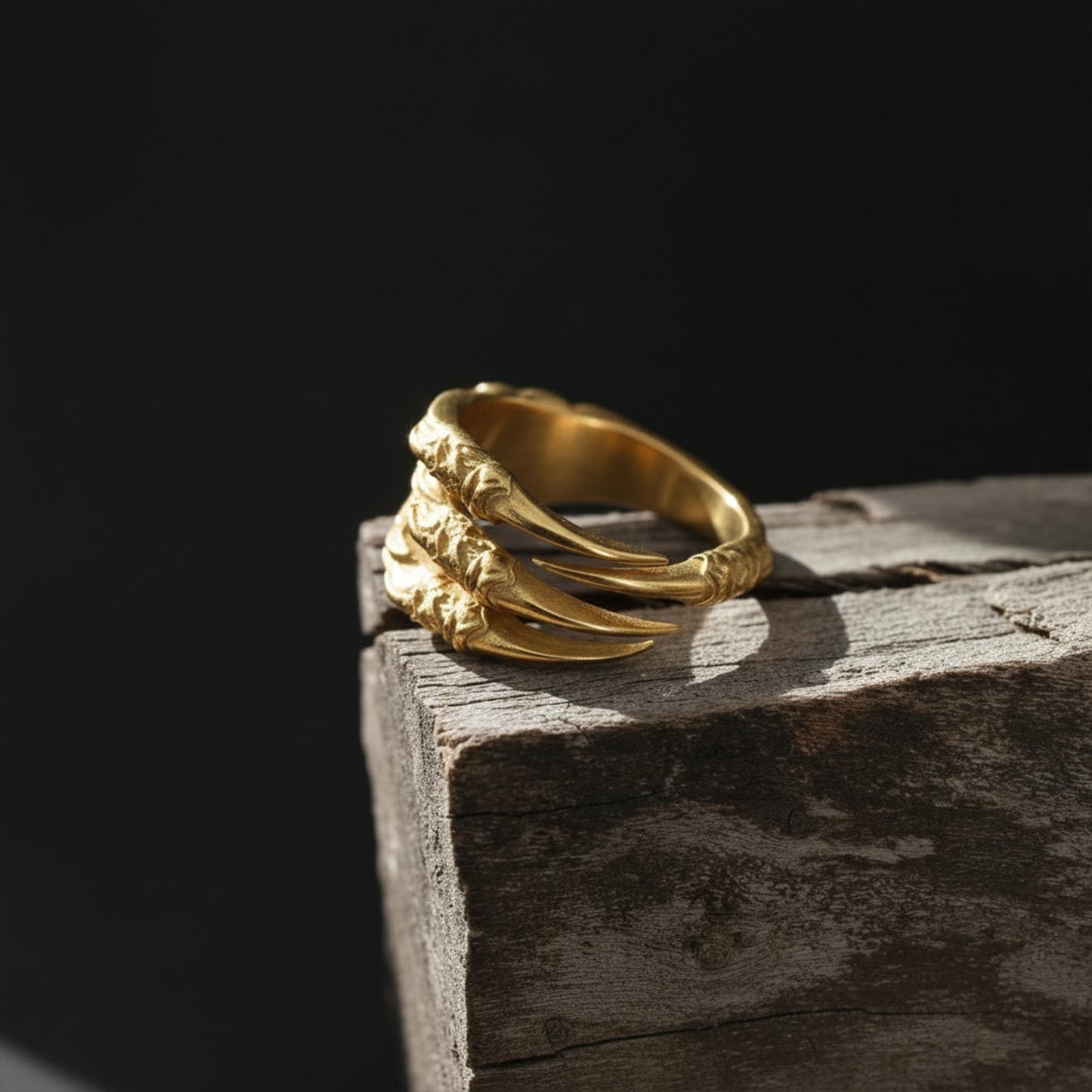 Handmade Gold Plated Dragon Claw Ring: Gothic Mens Jewelry