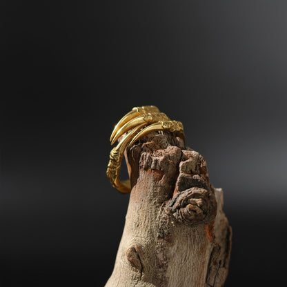 Handmade Gold Plated Dragon Claw Ring: Gothic Mens Jewelry