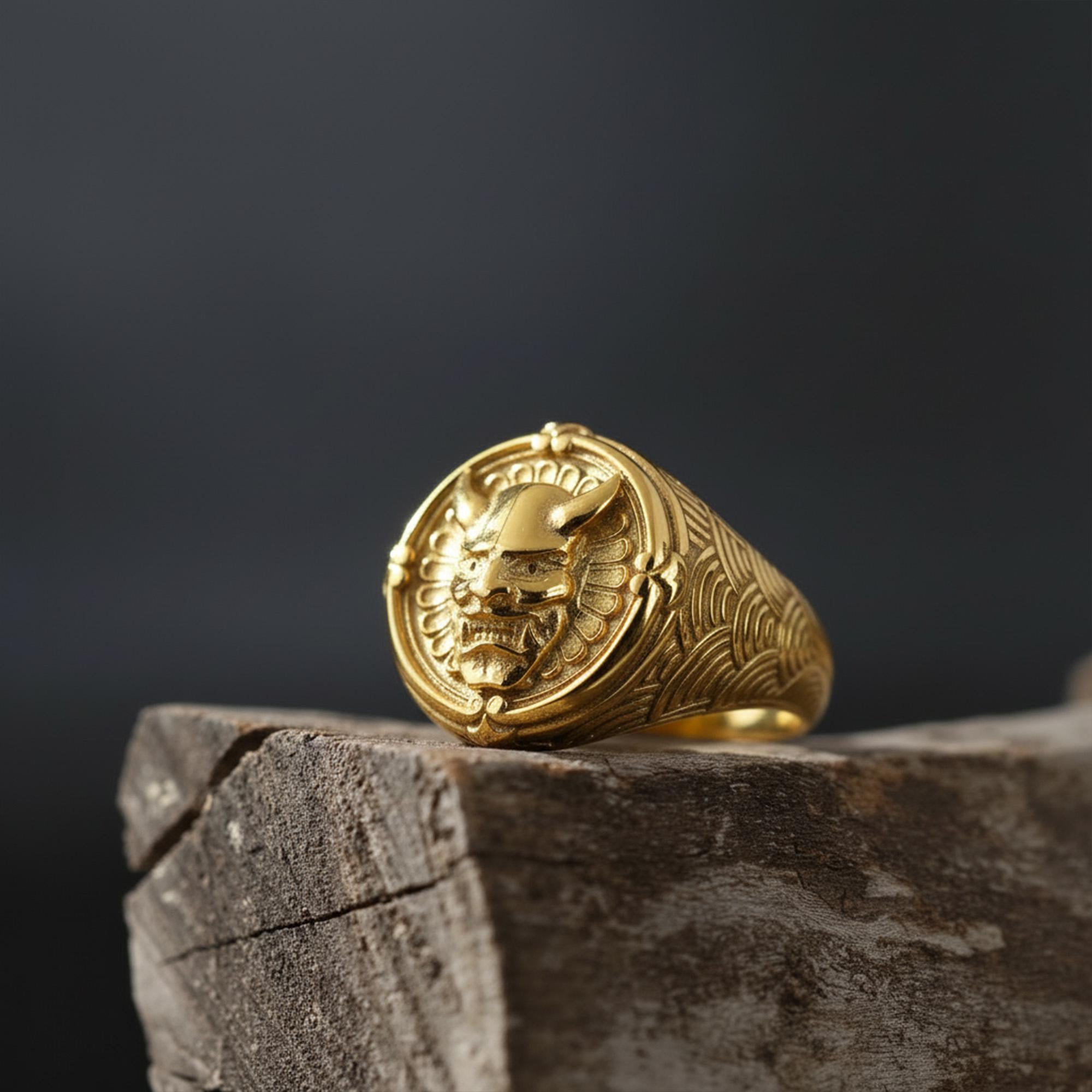 Handmade Sterling Silver Hannya Mask Ring: Japanese Oni Demon