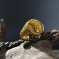 14K Solid Gold Hannya Mask Ring: Japanese Demon Statement Jewelry