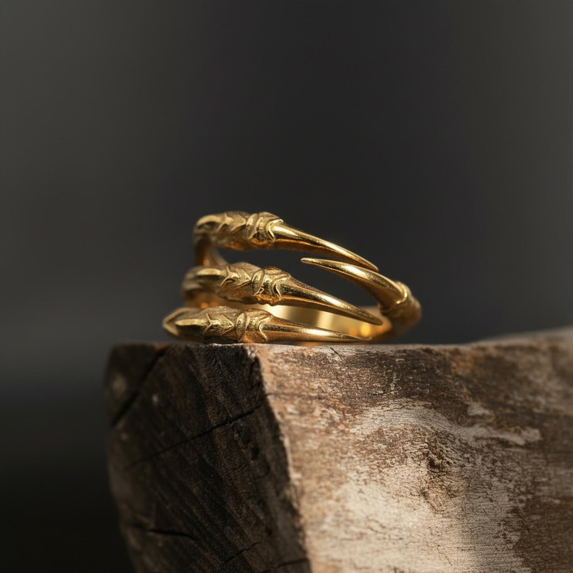 Handmade Gold Plated Dragon Claw Ring: Gothic Mens Jewelry