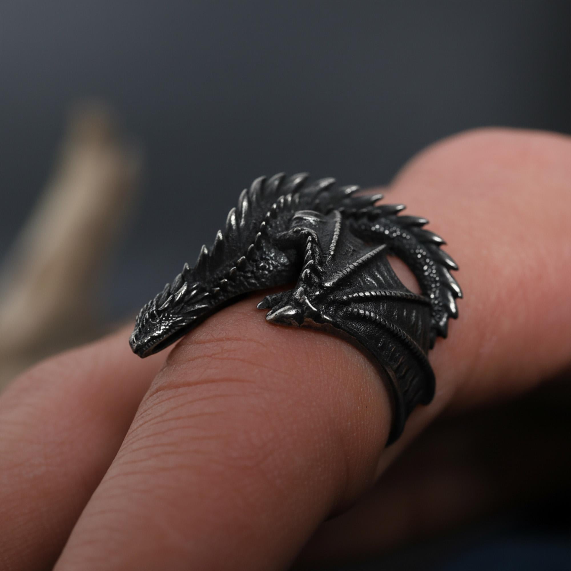 Gold Dragon Wrap Ring: Detailed Fantasy Mythology Statement Jewelry