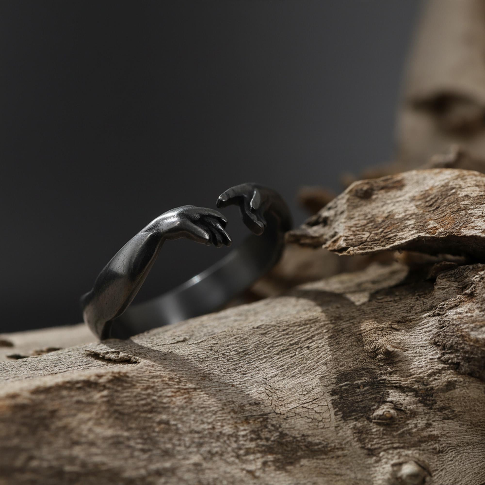 The Creation of Adam Michelangelo Ring: Hand of God Band, Renaissance Men Jewelry