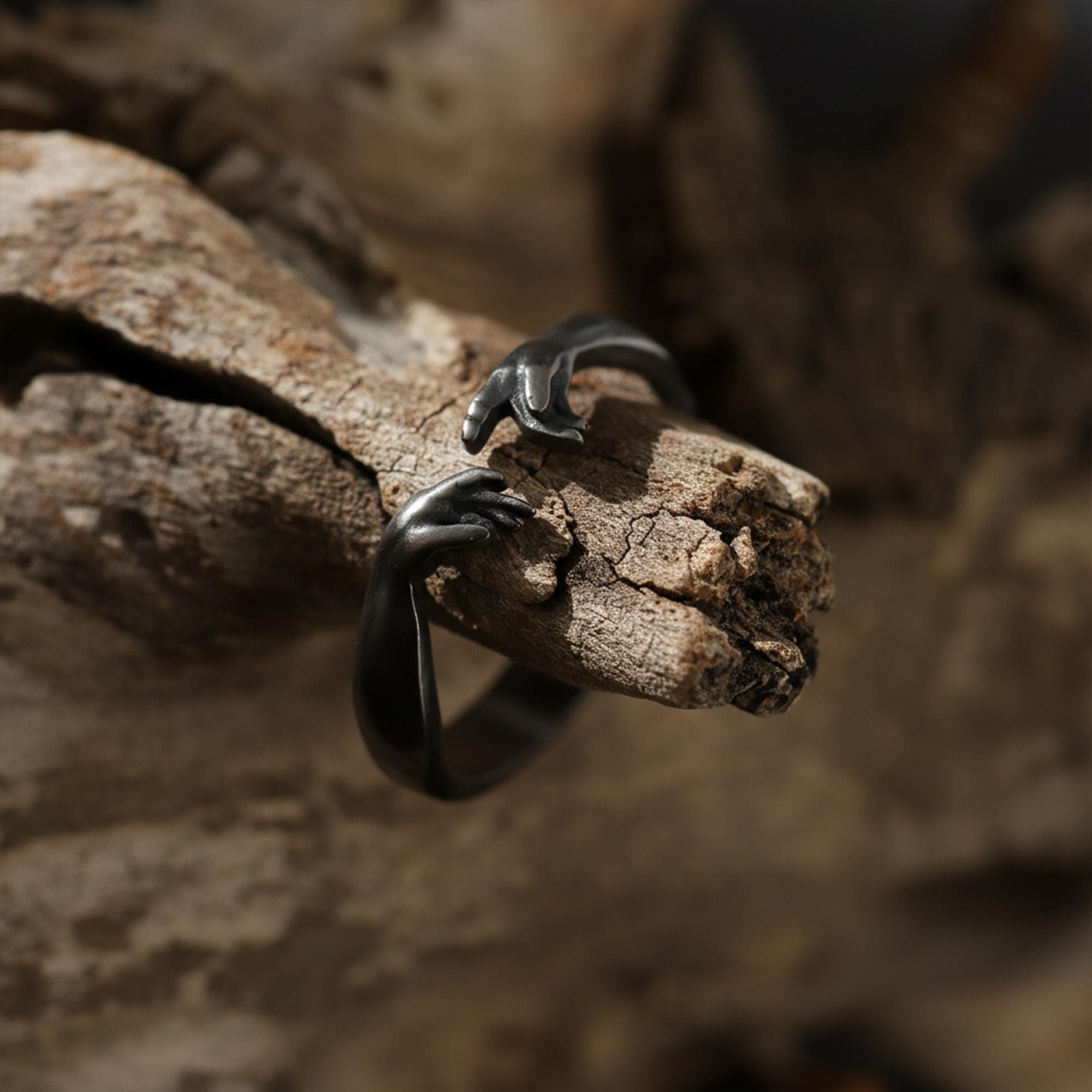 Gold Plated Hand of God Ring: Michelangelo's Creation of Adam Band, Giving Life to Adam Jewelry
