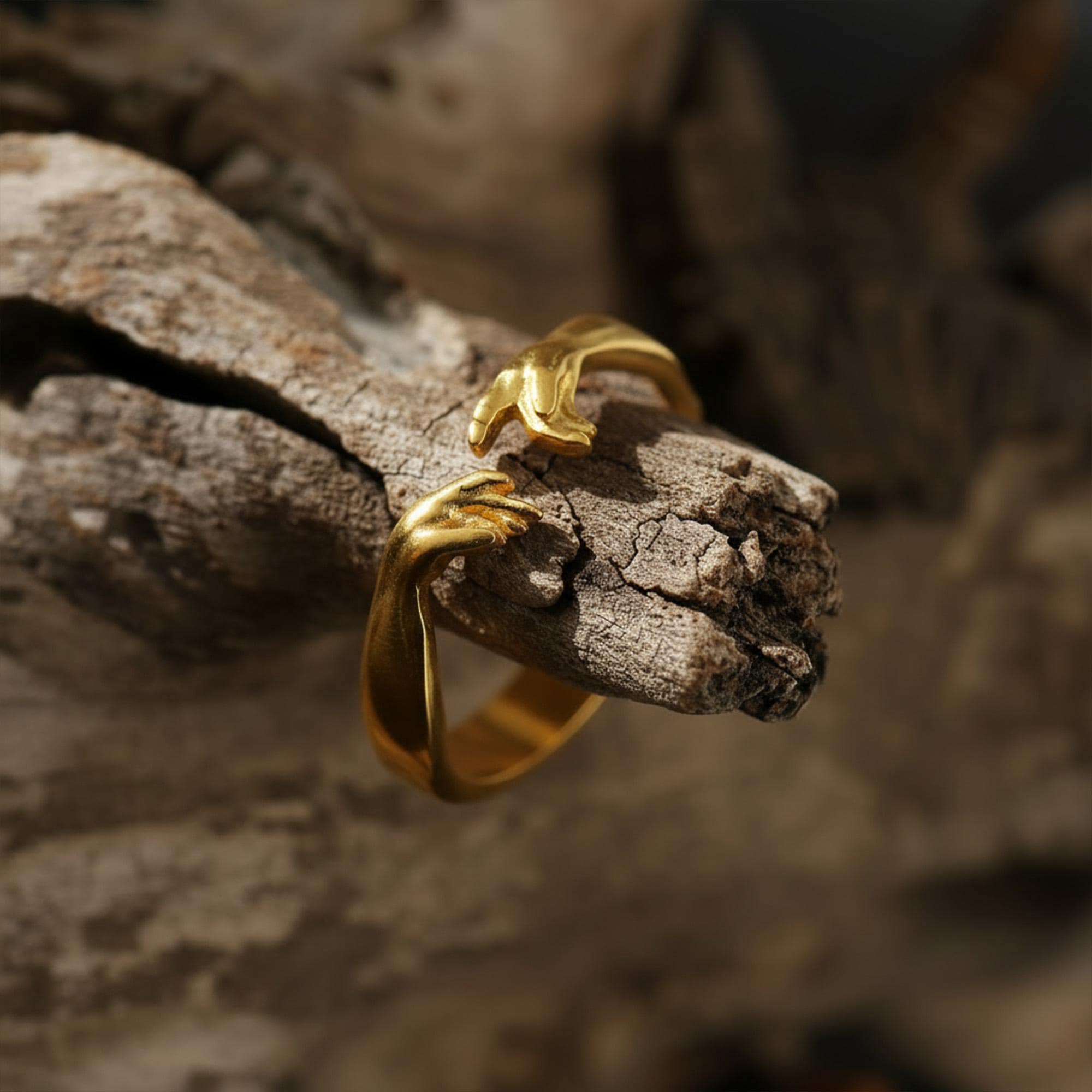 Gold Plated Hand of God Ring: Michelangelo's Creation of Adam Band, Giving Life to Adam Jewelry