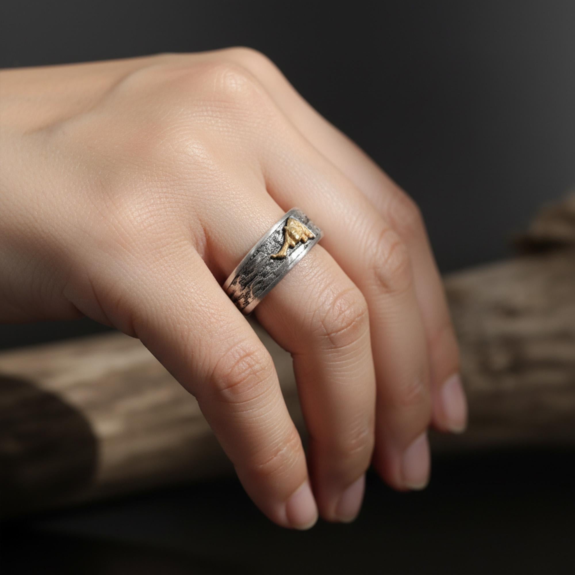 Sterling Silver Handmade Tiger Ring: Asian Animal Jewelry, Unique Band Ring